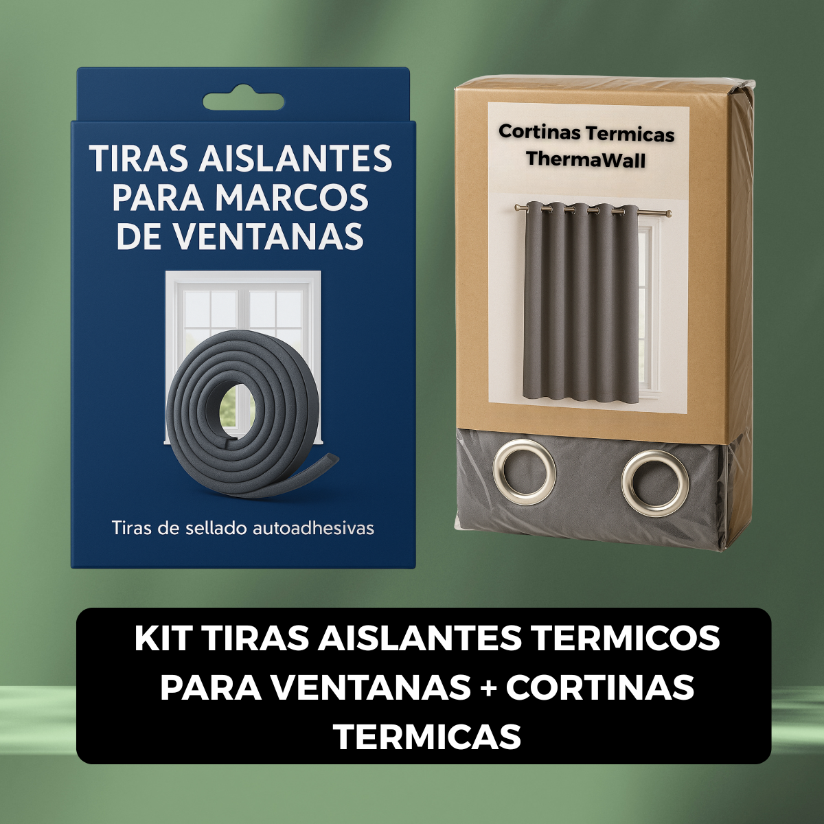 KIT TIRAS AISLANTES TERMICOS PARA VENTANAS + CORTINAS TERMICAS