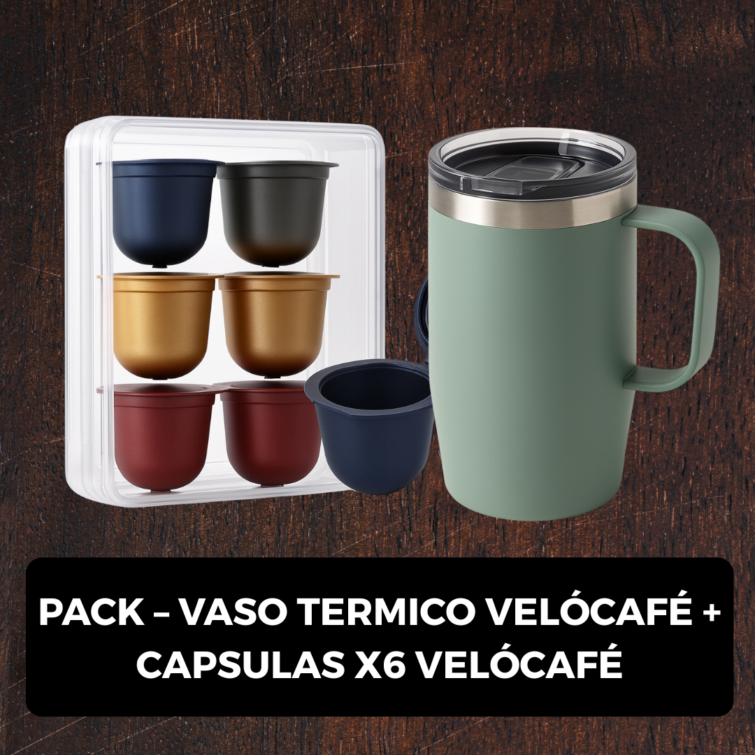 PACK – VASO TÉRMICO VELÓCAFÉ + CÁPSULAS X6 VELÓCAFÉ