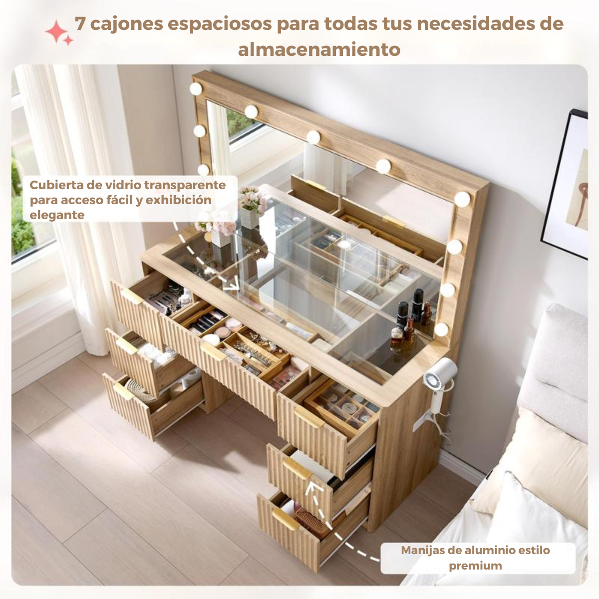 Tocador GlowDesk™ - Organización total, cero desorden